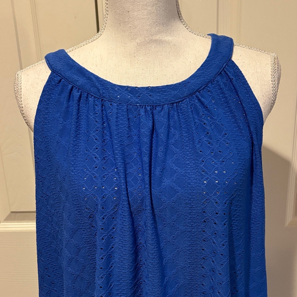 Bright Royal Blue Sleeveless Eyelet Cover-up